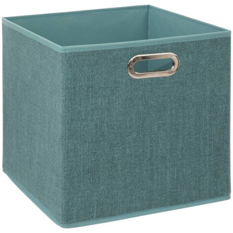 5Five Simply Smart – Panier tissu 31x31cm bleu pétrole chiné – Bac de rangement rigide en polypropylène – Compatible gamme mix n modul – Poids léger 0,58kg
