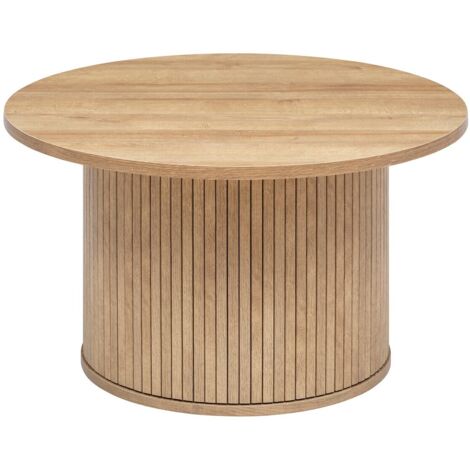 Atmosphera – Table basse ronde en MDF effet bois D 70 cm – Hauteur 40 cm – Design contemporain pour salon moderne – Montage facile
