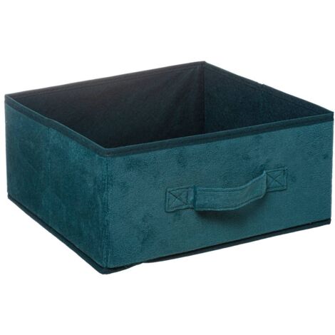 Boîte de Rangement en Velours Bleu Pétrole 31 x 31 x 15 cm - Five