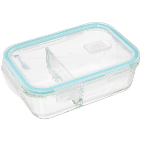 Boîte de conservation en verre de 1,01 L avec 2 compartiments et couvercle à fermeture Clipart pour repas et stockage alimentaire