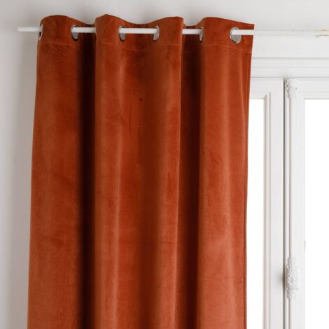 Atmosphera – Rideau occultant velours terracotta 140x260cm – Tissu 100% polyester – 8 œillets ronds en métal – Lavable en machine à 30°C