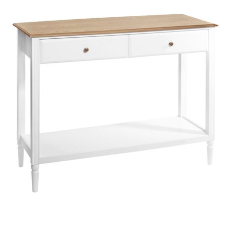 Atmosphera – Console 2 tiroirs en bois blanc et frêne – Dimensions L 110,5 x P 40 x H 85 cm – Meuble de rangement chic pour hall ou salon