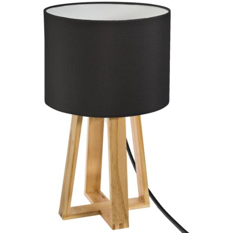 Atmosphera – Lampe à poser Molu 35cm – Abat-jour en coton noir – Douille E27 – Puissance max 25W – Pour ambiance chaleureuse