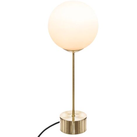 Atmosphera – Lampe de chevet droite dorée en verre et fer – Hauteur 43 cm – Douille E14 – Puissance 40W – Longueur câble 150 cm