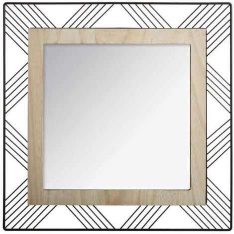Atmosphera – Miroir carré en métal MDF 45 x 45 cm – Cadre décoratif noir – Design moderne pour décoration murale – Facile à installer