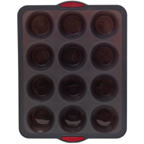 5five - Ensemble de 12 moules à muffins en silicone Silitop noir et rouge (1/4)