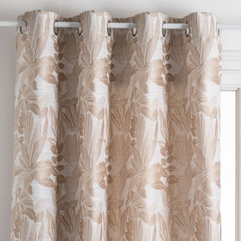 Atmosphera – Rideau jacquard Bejuco 140x260 cm en polyester – 8 œillets argentés – Motifs végétaux pour décoration intérieure