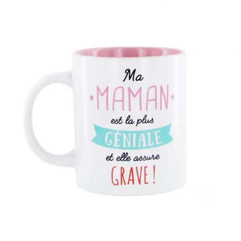 Mug en céramique Rose "Maman" - Dimensions 12 x 8 cm, Hauteur 20 x 9,70 cm, Idéal pour un cadeau sentimental (1/2)