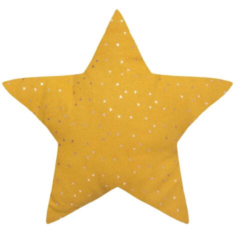 Coussin étoile à motifs métallisés Jaune Ocre 40x40 cm
