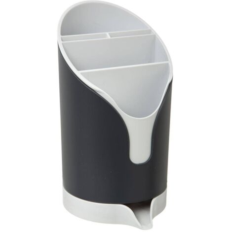 5Five Simply Smart – Égouttoir à couverts gris anthracite – Dimensions 12,8 x 11 x 20,2 cm – Matière ABS – Entonnoir de drainage intégré (1/3)
