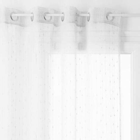 Atmosphera – Voilage léger 140x240 cm – 100% polyester – Fines rayures verticales – Œillets argent pour tringle – Touche décorative moderne (1/10)
