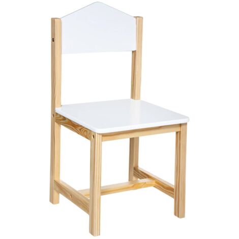 Chaise enfant en bois blanc – Design ergonomique – Hauteur d'assise 29,3 cm – Idéale pour salle de jeux et bureau Atmosphera