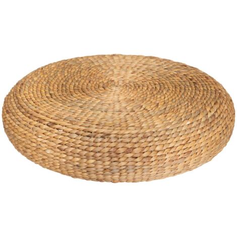 Atmosphera – Pouf rond en jacinthe d'eau tressée 55 cm – Assise d'appoint légère et superposable – Pour intérieur bohème et naturel