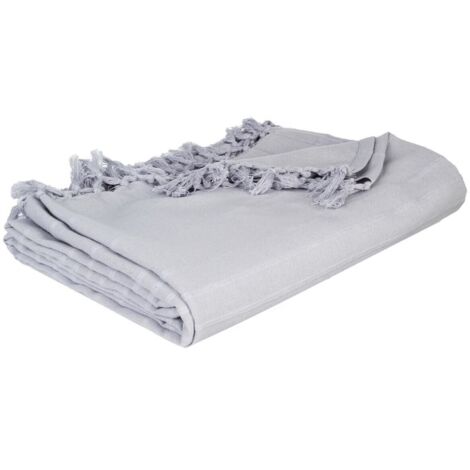 Atmosphera – Jeté de lit en coton gris clair 160 x 220 cm – Lavable en machine – Épaisseur 0,3 cm – Confort et élégance pour chambre