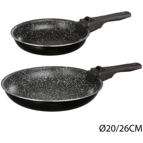 5five - Ensemble de 2 poêles en aluminium avec poignée amovible, diamètres 20 et 26 cm