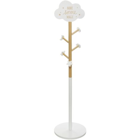 Atmosphera – Porte-manteau enfant nuage blanc – Bois de pin et MDF – 5 patères – Dimensions L. 35 x l. 35 x H. 135,5 cm (1/7)