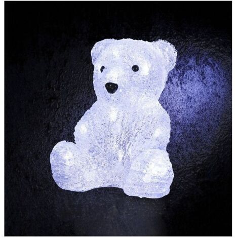 Ac-Deco – Décoration lumineuse ours assis 16 LED blanc froid H 20 cm – Acrylique résistant pour extérieur – Ambiance festive et chaleureuse (1/4)