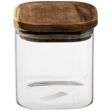 Pot de cristal avec couvercle en acacia hermétique de 0,6L - 5five