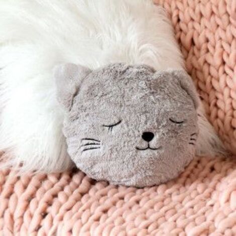 Atmosphera – Coussin rond en fourrure pour chat gris – Dimensions 27x27cm – Polyester 100% – Décoration enfantine ludique et chaleureuse