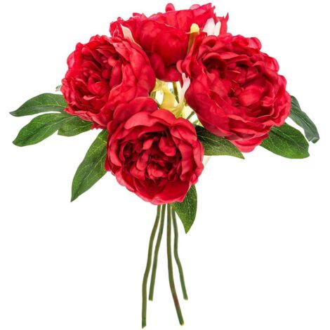 Bouquet de 4 pivoines articielles rouge H30cm - Atmosphera créateur d'intérieur (1/2)