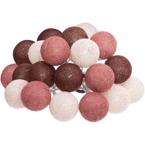 Atmosphera – Guirlande lumineuse décorative 20 boules en coton multicolores – Longueur 435 cm – Fonctionne sur secteur – Installation facile