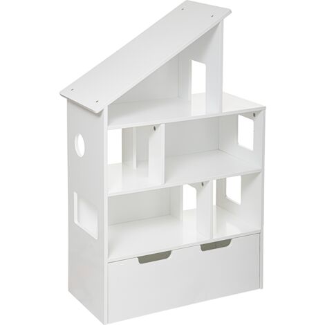 Atmosphera – Bibliothèque enfant en bois MDF blanc – Dimensions L. 64,5 x P. 30 x H. 103,5 cm – Rangement ludique pour jouets et livres