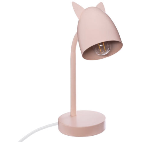 Atmosphera – Lampe de chevet en métal rose avec oreilles de chat – Dimensions 18x12,5x31 cm – Puissance 25W – Compatible ampoules E14 (1/6)