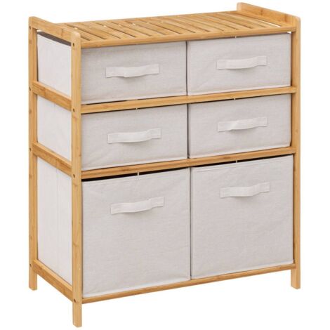 5Five Simply Smart – Etagère en bambou avec 6 paniers amovibles – Dimensions 66x33x78,5 cm – Rangement pour vêtements, jouets et livres