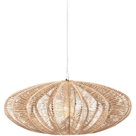Atmosphera – Suspension en fer et papier beige 57 cm – Hauteur 24 cm – Douille E27 – Longueur câble 95 cm – Pour ambiance chaleureuse