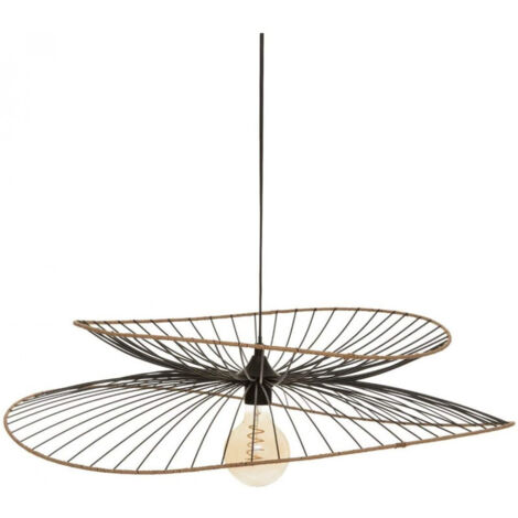 Atmosphera – Plafonnier Alara 69,5cm en métal noir – IP20 – Douille E27 – Câble réglable 95cm – Hauteur 17,5cm – Pour espaces intérieurs