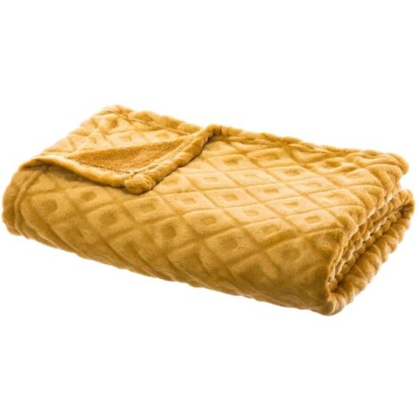 Plaid Ocre motif Losange en relief 125 x 150  cm - Atmosphera