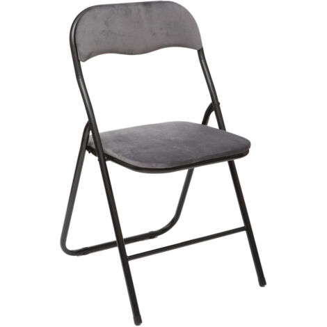 5Five Simply Smart – Chaise pliante velours polyester gris clair – Dimensions 52x44x79cm – Hauteur d'assise 43cm – Structure acier robuste