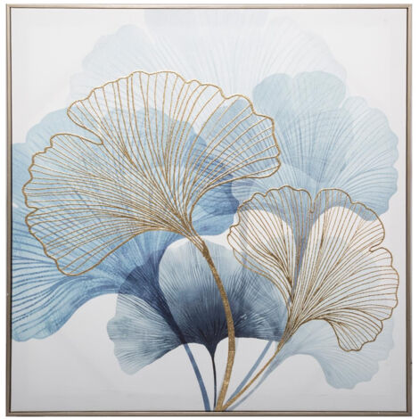 Atmosphera – Tableau toile murale encadrée Ginko 58 x 58 cm – Relief en polystyrène et MDF – Décoration moderne pour salon et chambre