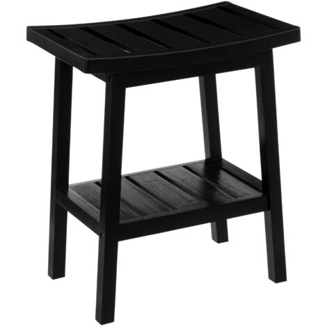 5Five Simply Smart – Tabouret en bambou noir 46 cm – Rangement astucieux pour espaces réduits – Léger et robuste – Gamme Green Harmony