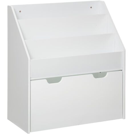 Atmosphera – Bibliothèque enfant blanche avec bac à roulettes – Dimensions L. 62,5 x P. 30 x H. 70 cm – MDF – Design scandinave