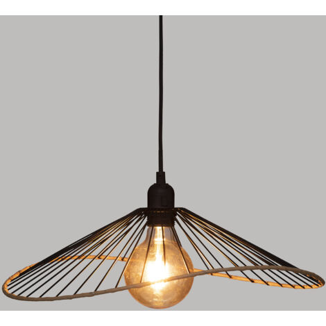 Atmosphera – Suspension métal filaire noire D45 – Fer et polyéthylène – Douille E27 – Hauteur réglable 80-95 cm – Design moderne pour intérieur