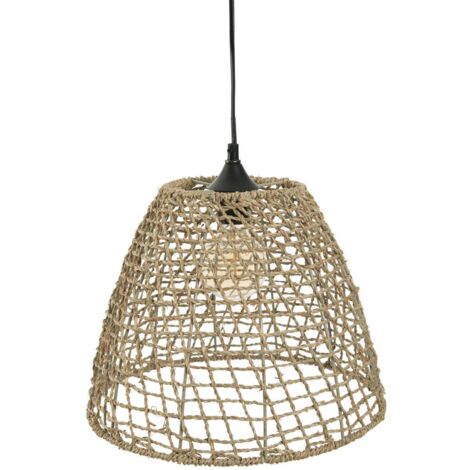 Atmosphera – Suspension cône en rotin et métal D35 – Culot E27 – Hauteur 28,5 cm – Longueur câble 100 cm – 40W – Certification CE