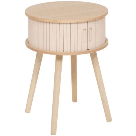 Atmosphera – Table de chevet 2 portes coulissantes – MDF E1 avec placage frêne et pin – Dimensions 54x40x40 cm – Design moderne crème (1/7)