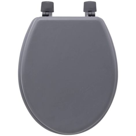 Five – Couvercle de WC en bois laqué gris – Abattant adulte pour cuvette standard – Charnières en résine plastique – Dimensions 48x36x5cm