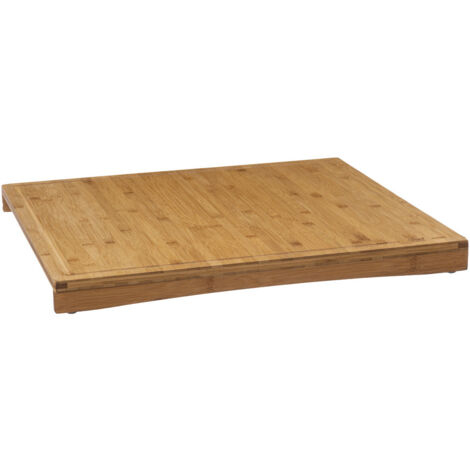 Five – Planche à découper en bambou 52 x 58 cm – Cache plaque avec rigole récupératrice de jus – Durable et résistant aux éraflures