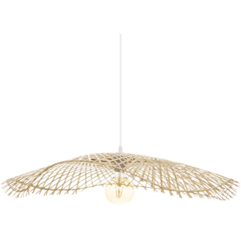 Atmosphera – Suspension en bambou D75 – Abat-jour tressé pour ambiance chaleureuse – Longueur câble 100 cm – Douille E27 pour ampoule
