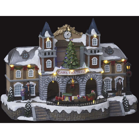 Fééric Lights And Christmas – Village de noël animé lumineux musical – 18 LED – Dimensions 36,5 x 21 x 26 cm – Poids 2 kg – Pour décoration intérieure