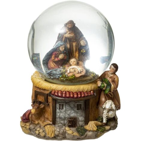 Crèche de Noël Boule à Neige Jésus Marie Joseph H 18 cm - Feeric Christmas