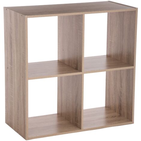 Five – Étagère 4 cases en bois effet chêne naturel – Dimensions 67,6 x 32 x 67,6 cm – Charge maximale 62 kg – Montage facile