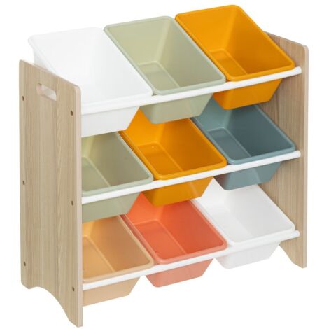 Atmosphera – Meuble de rangement enfant 3560232694615 – 9 bacs en tissu multicolores – Dimensions L. 60 x P. 29,5 x H. 66 cm – Intérieur – À monter soi-même