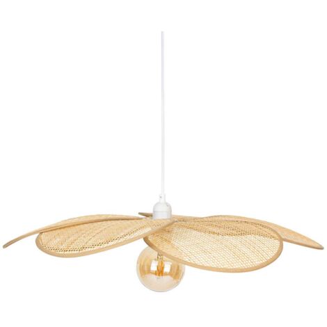 Atmosphera – Suspension en bambou PETALE Ø 62 cm – Hauteur réglable – Abat-jour en forme de fleur – Ampoule E27 non incluse