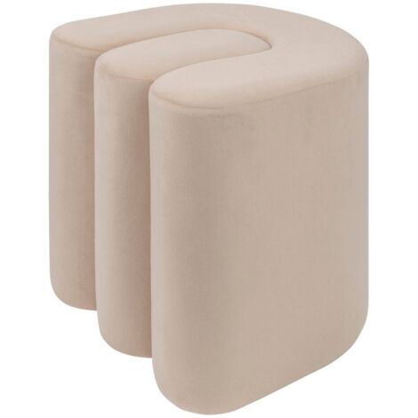 Atmosphera – Pouf velours Bolan 40x40cm beige – Revêtement polyester effet velours – Structure bois de pin – Assise confortable pour salon ou chambre (1/5)