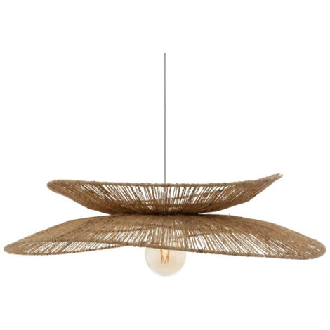 Atmosphera – Suspension Alara D69 en métal et jute beige – Abat-jour D. 69,5 cm – Installation rapide – Pour grands espaces – Éclairage chaleureux