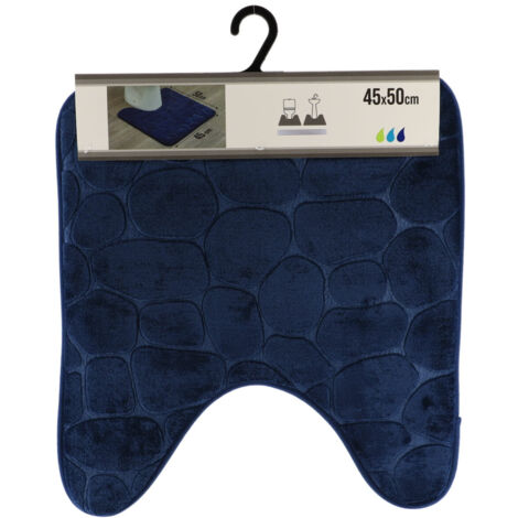 Tapis contour wc memoire de forme microfibre galet 45x50 cm - bleu marine - Tendance