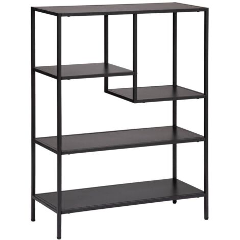 Atmosphera – Étagère Gota métal noir 75x30cm avec 4 étagères – Design moderne pour salon et bureau – Facile à assembler soi-même (1/6)